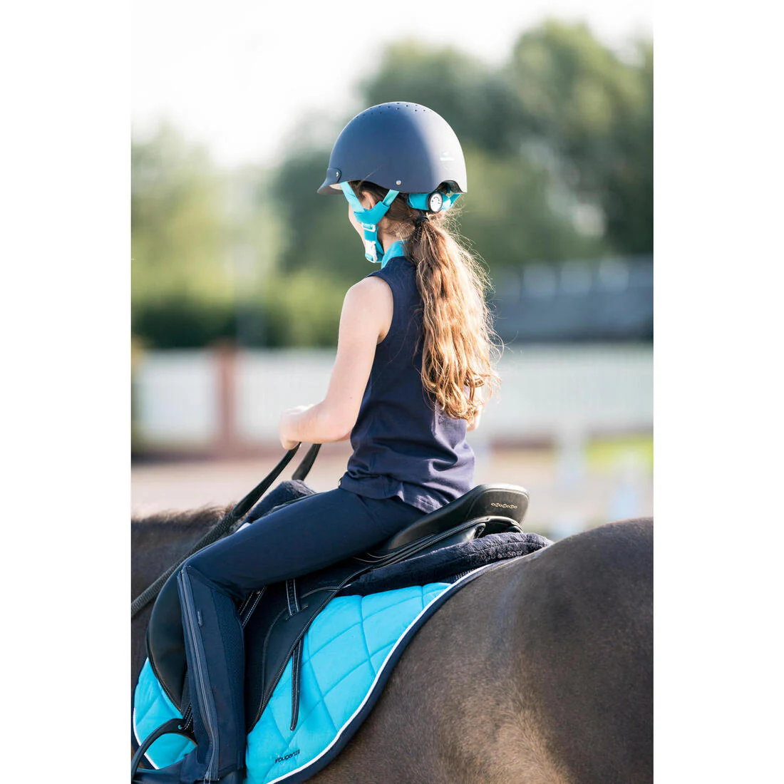 Kids' Horse Riding Mesh Half Chaps 100 - Navy - Image 14