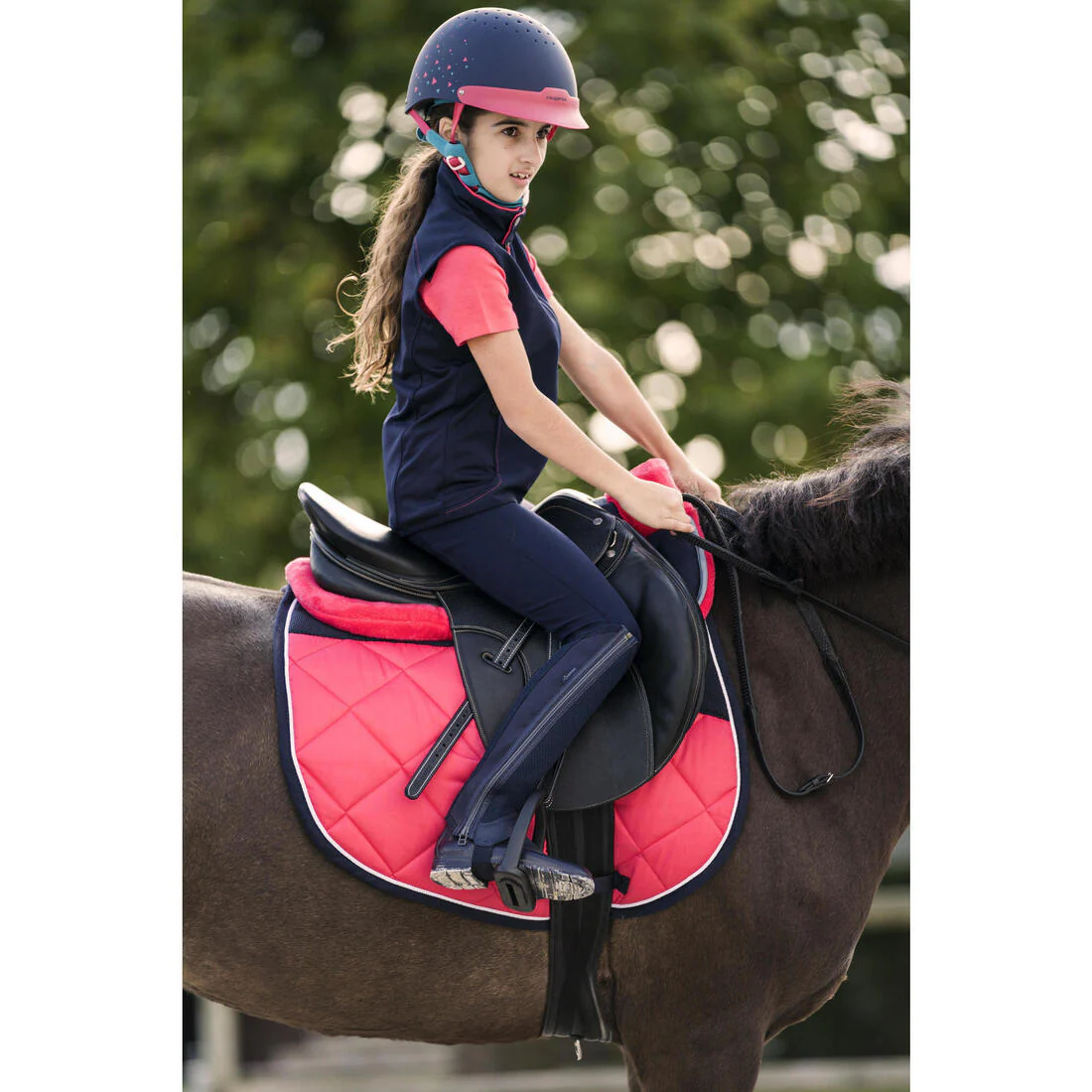 Kids' Horse Riding Mesh Half Chaps 100 - Navy - Image 15