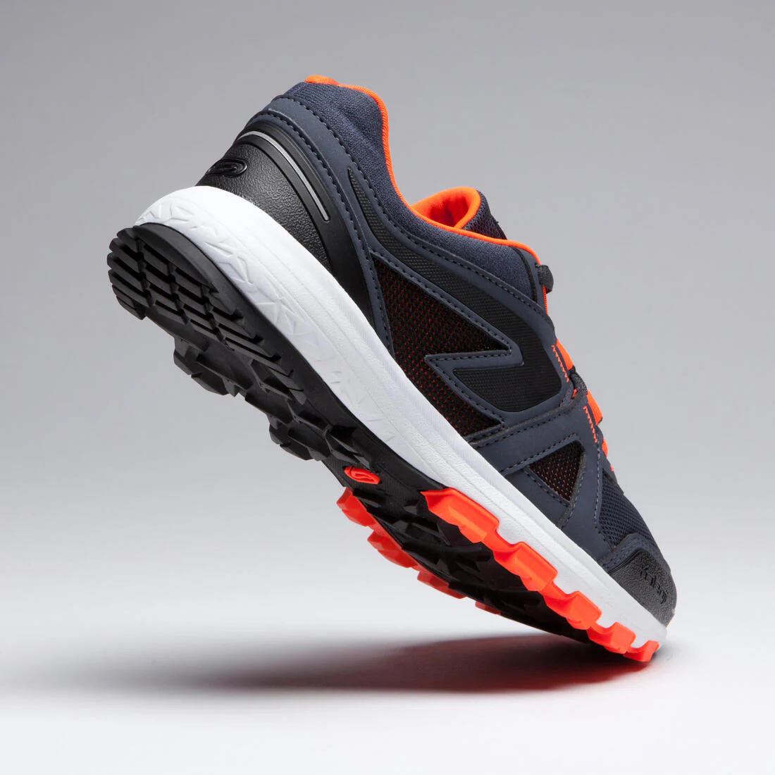KIDS KIPRUN GRIP RUNNING & ATHLETICS SHOES - GREY AND BLACK NEON ORANGE - Image 6