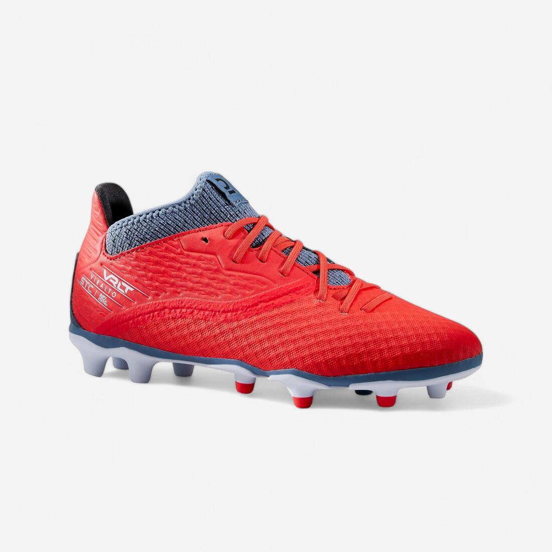 Kids' Lace-Up Comfort Football Boots Viralto III FG - Red &