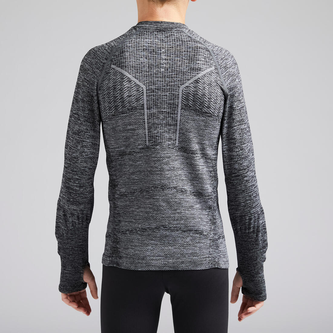 Kids' Long-Sleeved Football Base Layer Top Keepdry 500 - Mottled Grey - Image 3