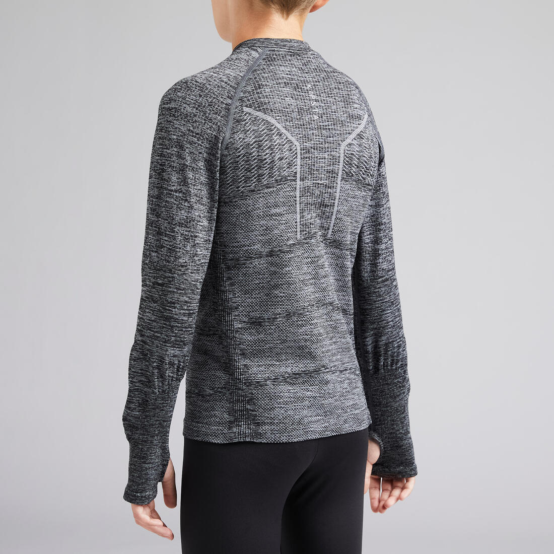 Kids' Long-Sleeved Football Base Layer Top Keepdry 500 - Mottled Grey - Image 4