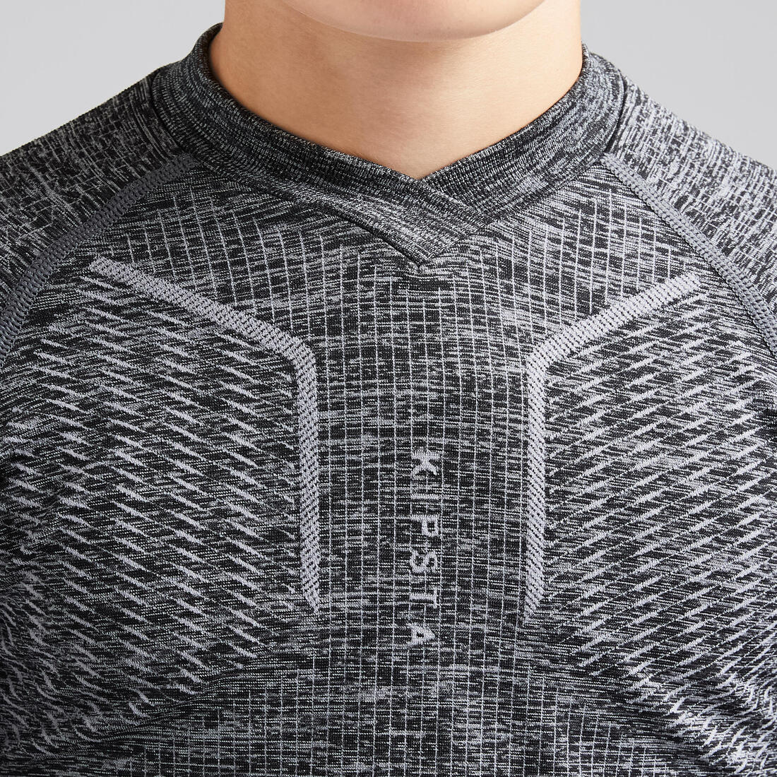 Kids' Long-Sleeved Football Base Layer Top Keepdry 500 - Mottled Grey - Image 5