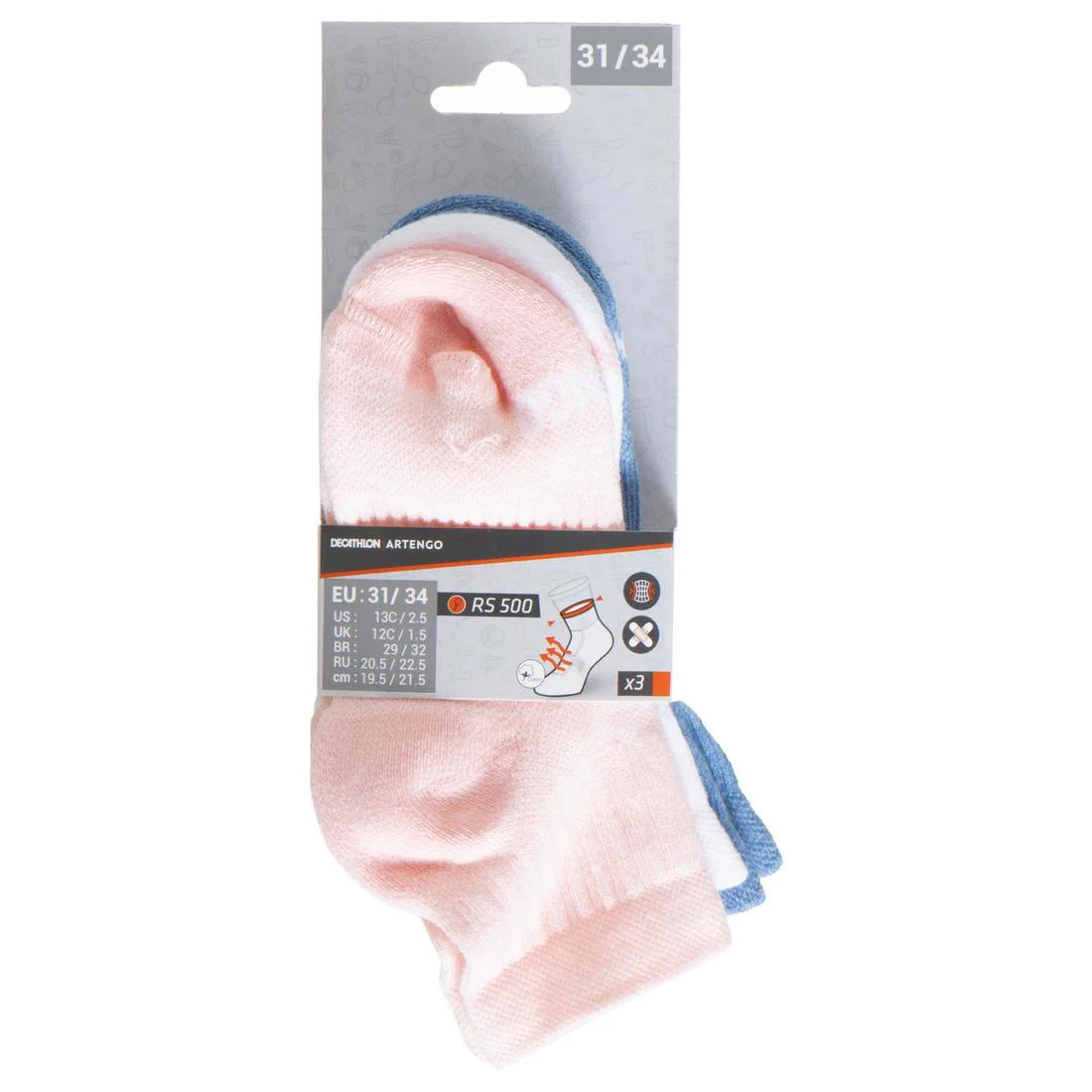 Kids' Mid-High Sports Socks Tri-Pack RS 500 - Image 27