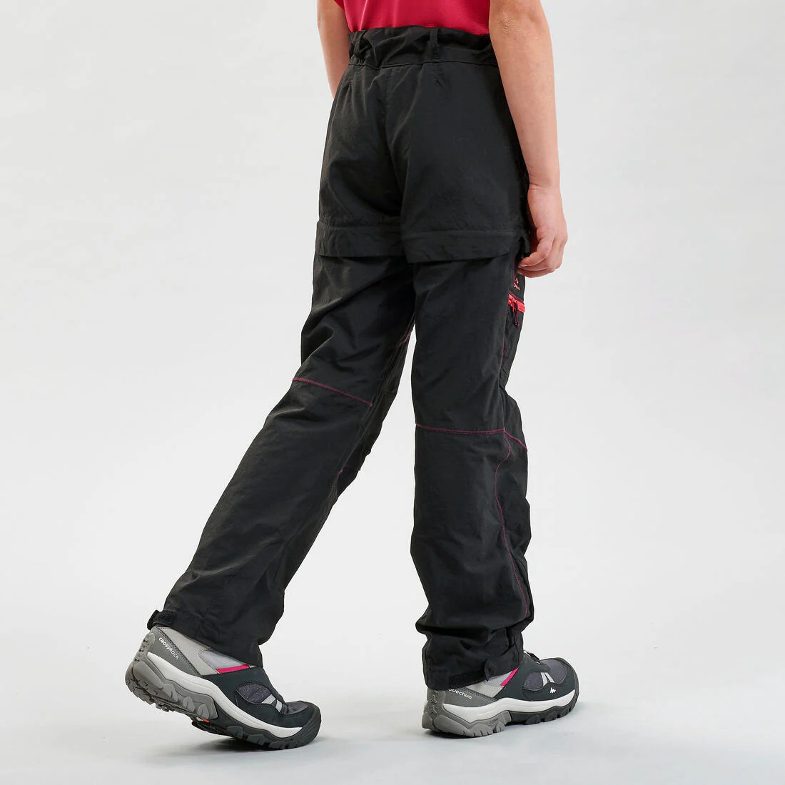 Kids’ Modular Hiking Trousers MH500 Aged 7-15 Black - Image 3