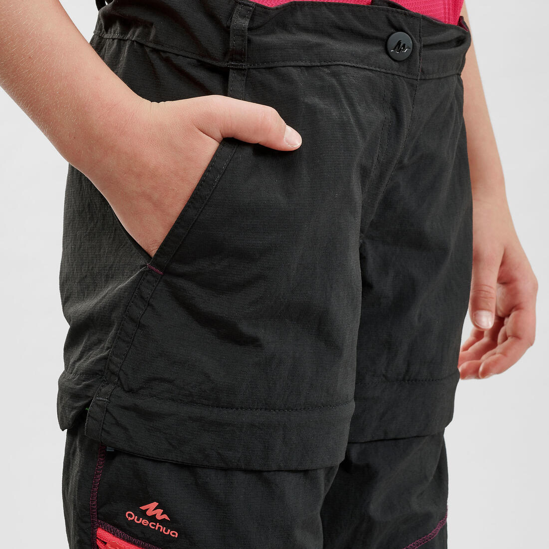 Kids’ Modular Hiking Trousers MH500 Aged 7-15 Black - Image 5