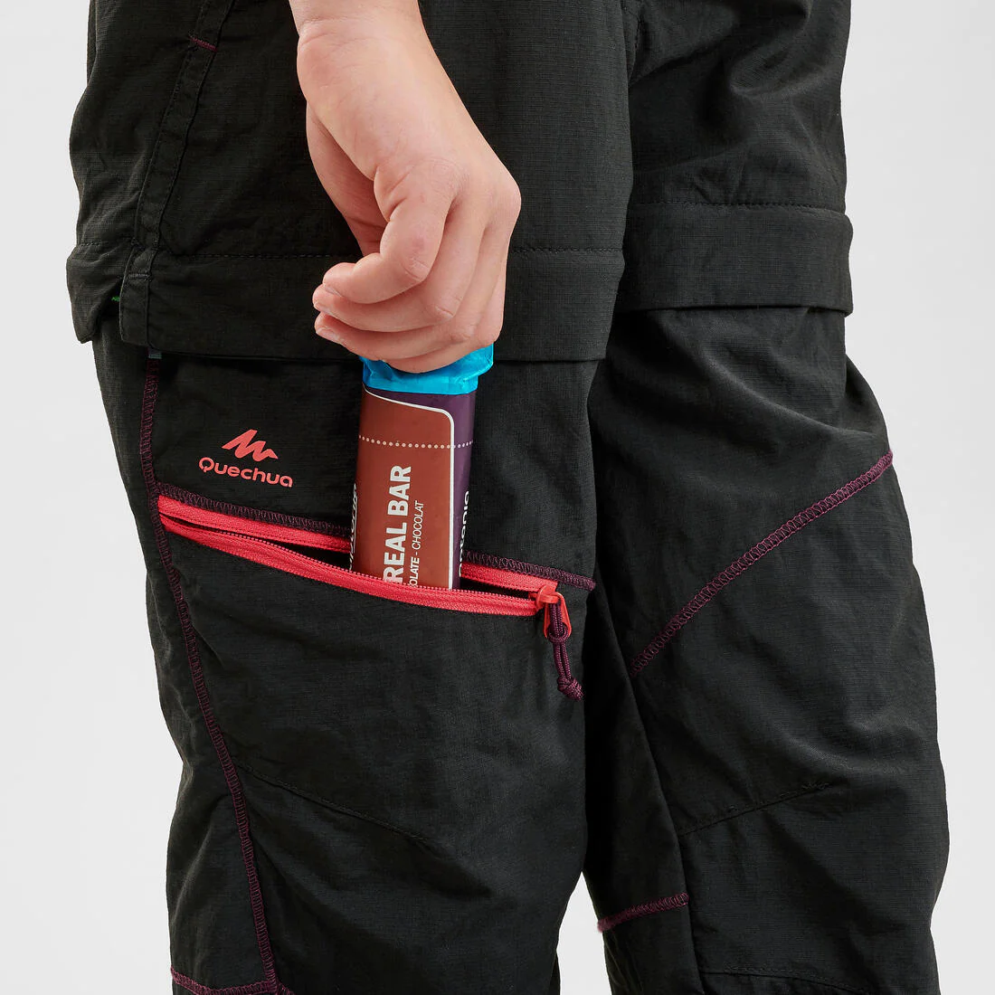 Kids’ Modular Hiking Trousers MH500 Aged 7-15 Black - Image 7