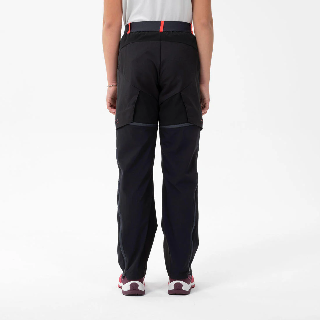 Kids’ Modular Hiking Trousers MH500 ONEZIP Aged 7-15 - Black