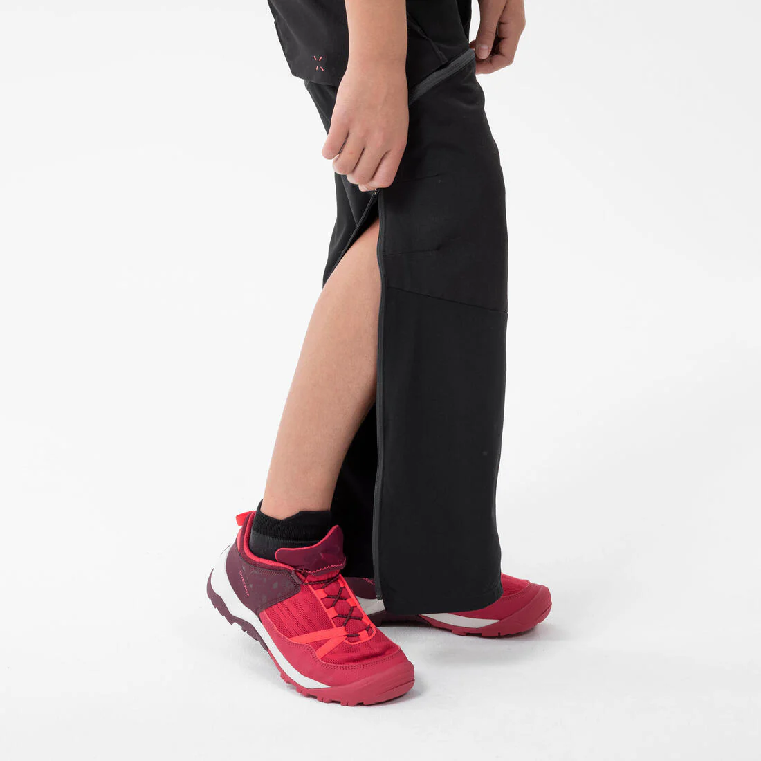 Kids’ Modular Hiking Trousers MH500 ONEZIP Aged 7-15 - Black - Image 2