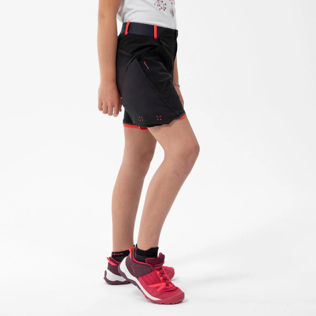 Kids’ Modular Hiking Trousers MH500 ONEZIP Aged 7-15 - Black - Image 3