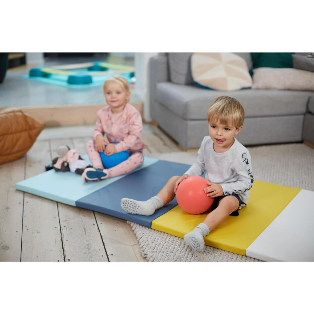 Kids' Non-Slip Socks Twin-Pack - Navy/Grey - Image 7
