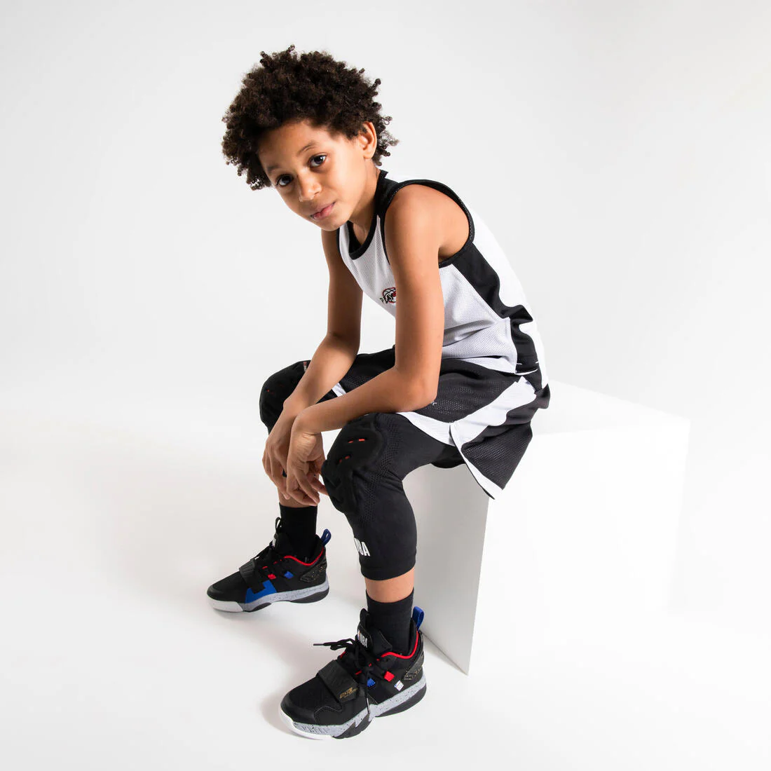 Kids' Protective Basketball Knee Pads KP500 Twin-Pack - NBA/Black - Image 6
