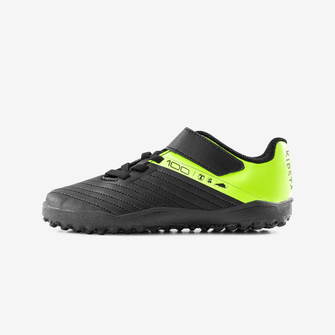 Kids' Rip-Tab Turf Football Boots 100 Easy TF - Black/Yellow - Image 2