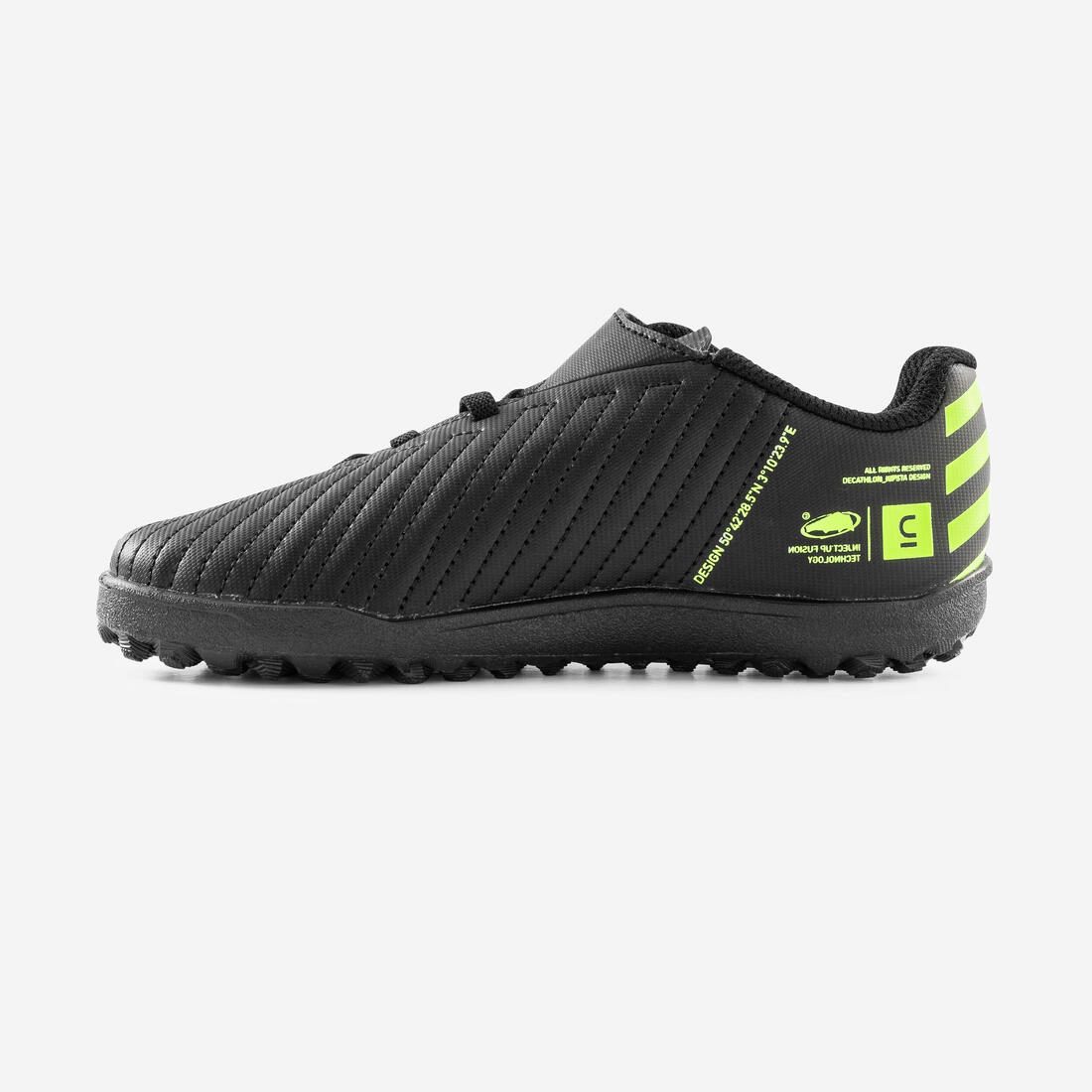 Kids' Rip-Tab Turf Football Boots 100 Easy TF - Black/Yellow - Image 3