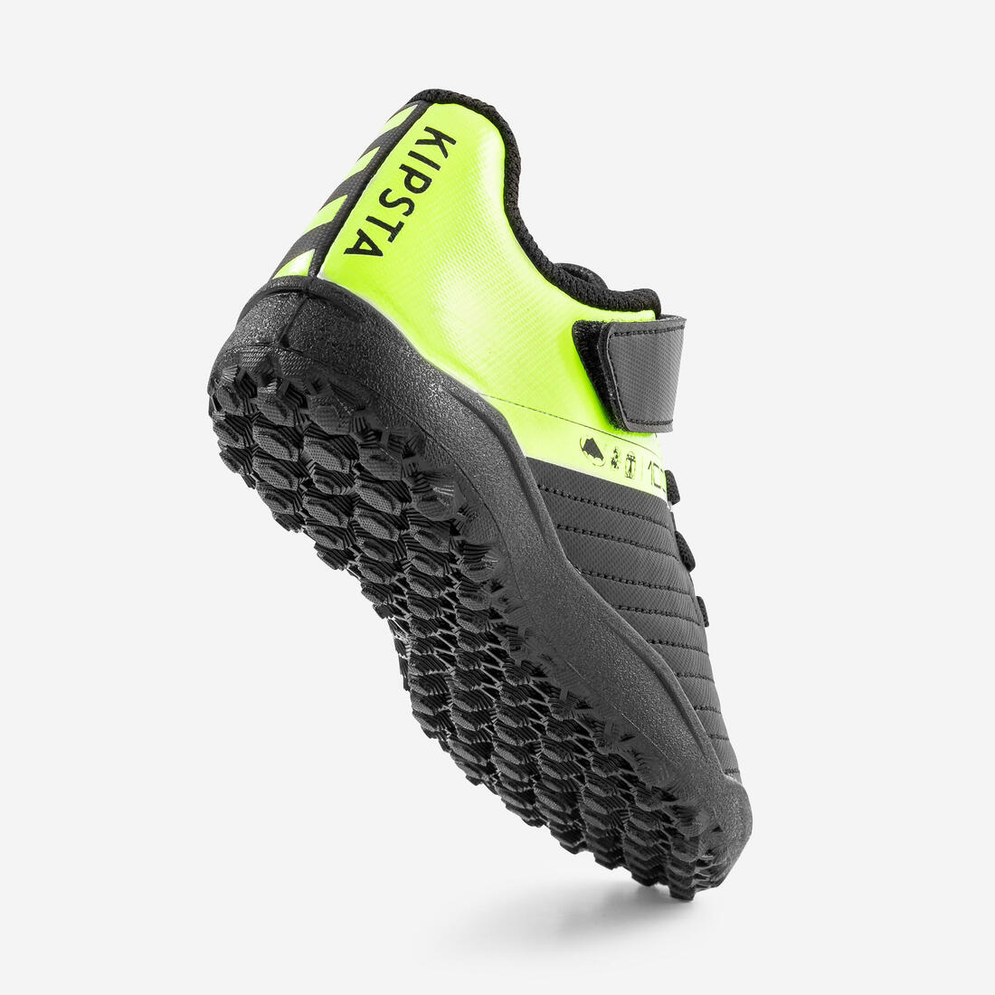 Kids' Rip-Tab Turf Football Boots 100 Easy TF - Black/Yellow - Image 5