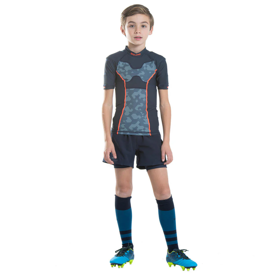 Kids' Rugby Shoulder Pads R100 - Blue/Grey - Image 4