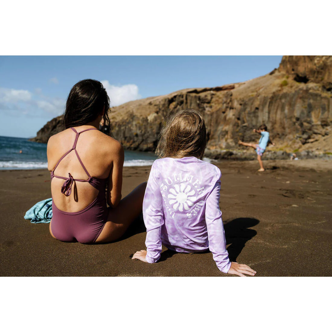 Kids’ surfing long sleeve UV-protection t-shirt - 100 Vibes parme - Image 13