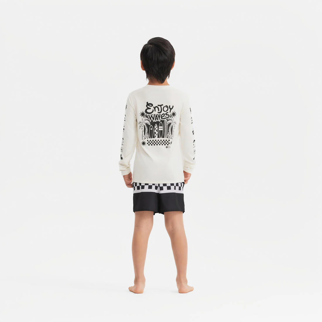 Kids’ surfing long sleeve UV-protection t-shirt - 100 Vibes parme - Image 15