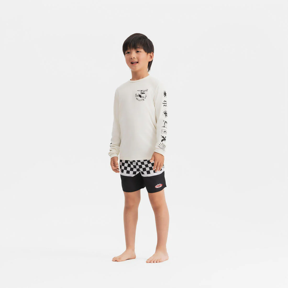 Kids’ surfing long sleeve UV-protection t-shirt - 100 Vibes parme - Image 16