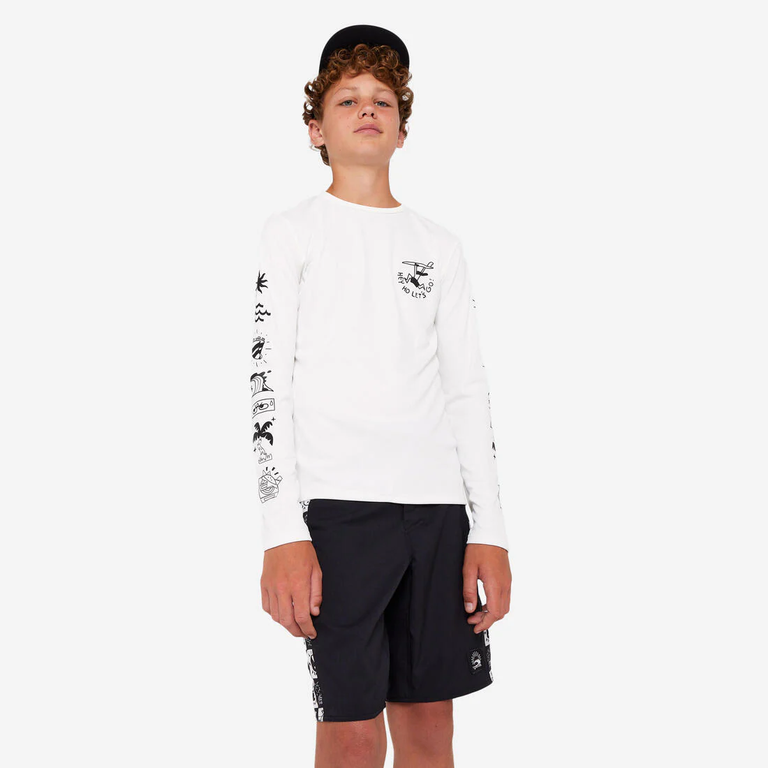 Kids’ surfing long sleeve UV-protection t-shirt - 100 Vibes parme - Image 3