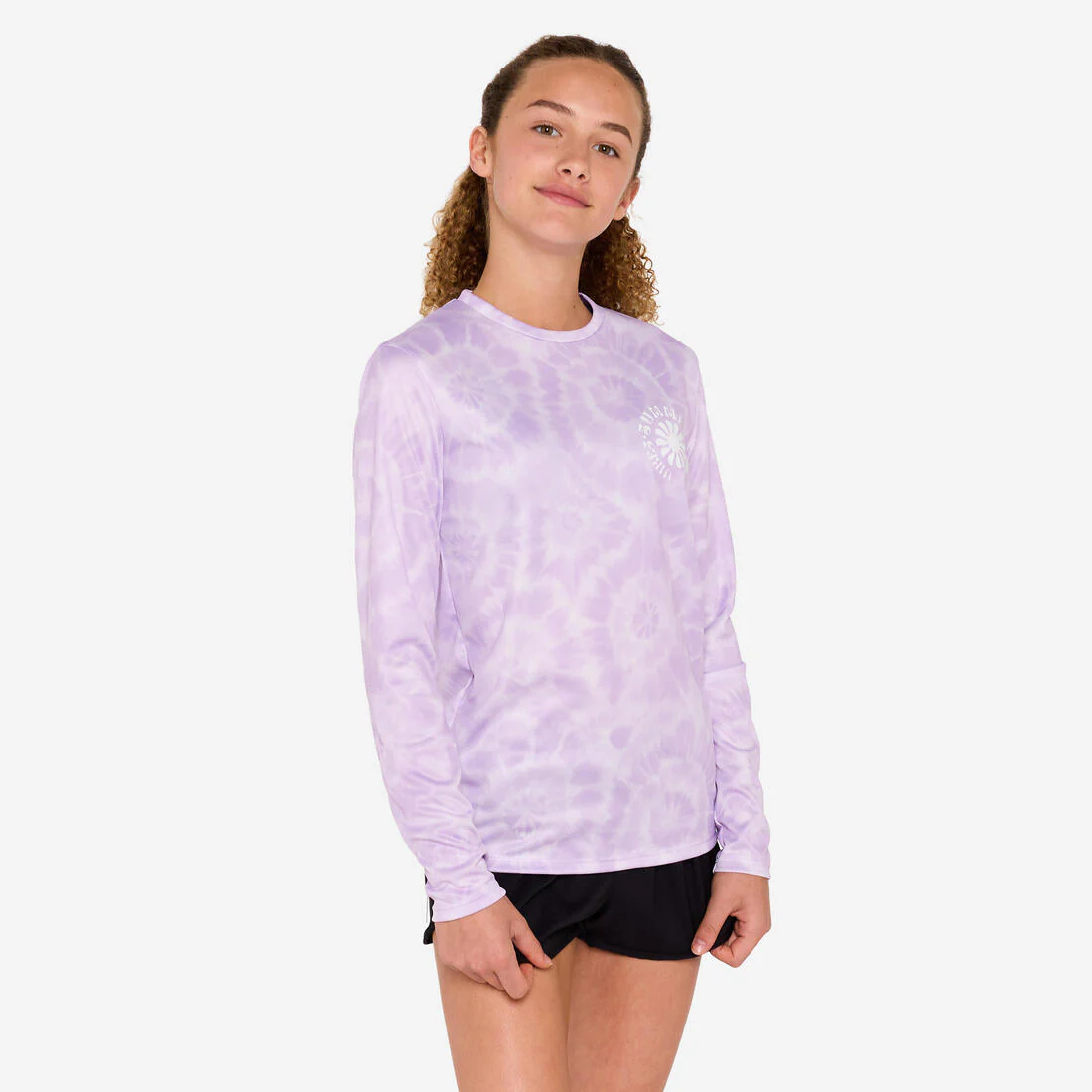 Kids’ surfing long sleeve UV-protection t-shirt - 100 Vibes parme - Image 4