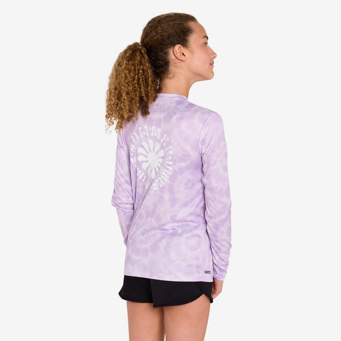 Kids’ surfing long sleeve UV-protection t-shirt - 100 Vibes parme - Image 5