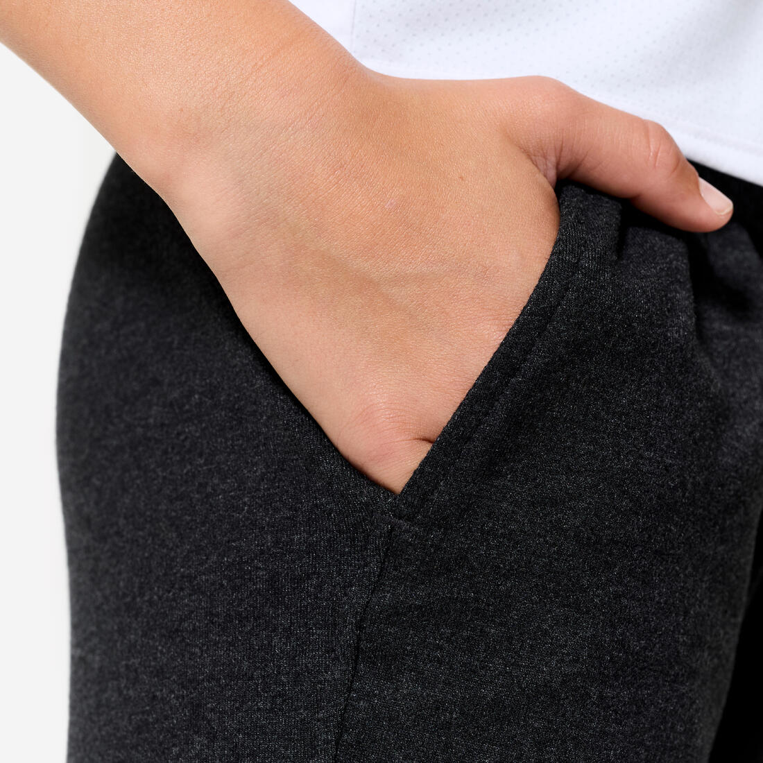 Kids' Unisex Straight-Cut Cotton French Terry Jogging Bottoms 100 Dark Grey Marl - Image 5