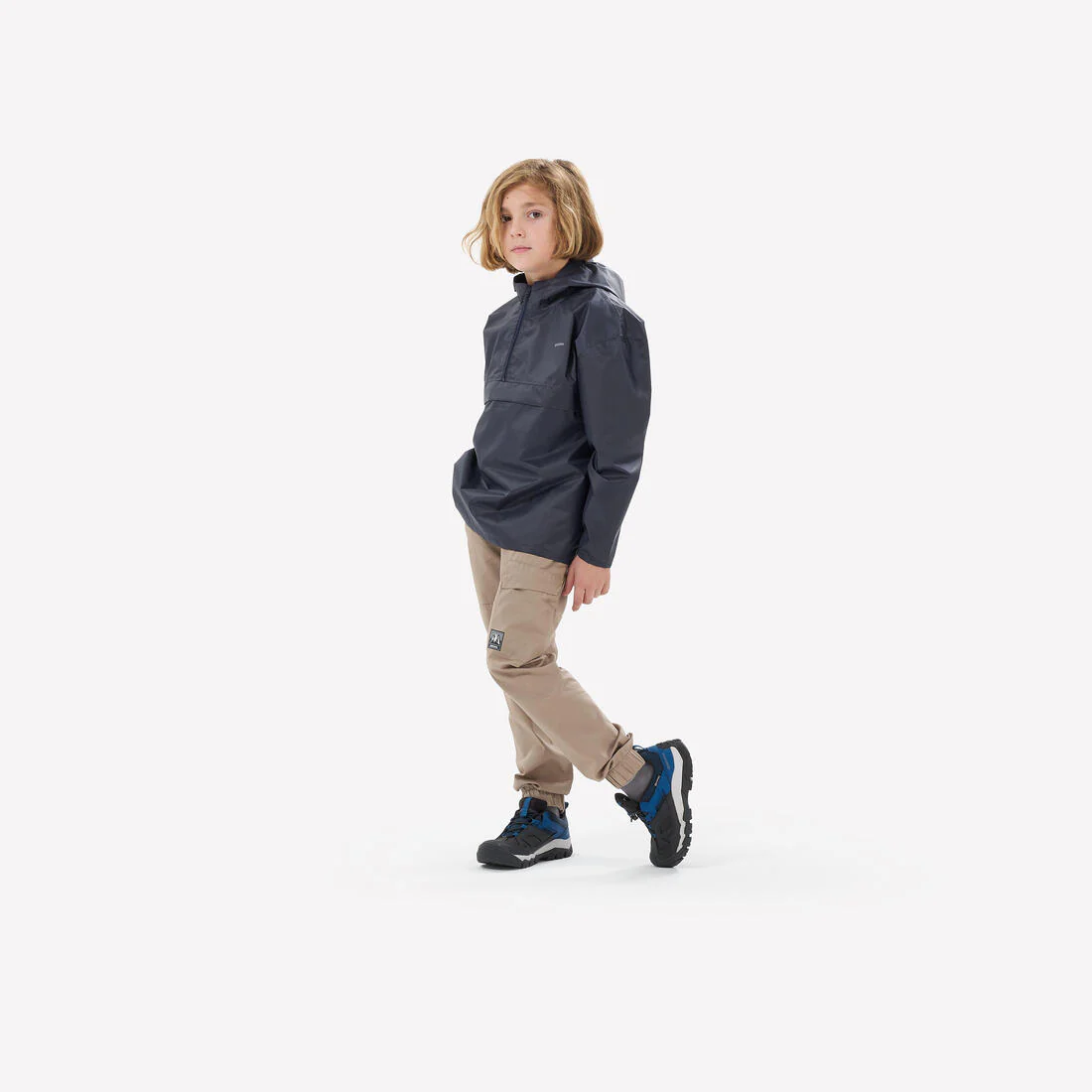 Kids’ waterproof hiking jacket, half-zip, 7-15 years, MH100 - Black - Image 2