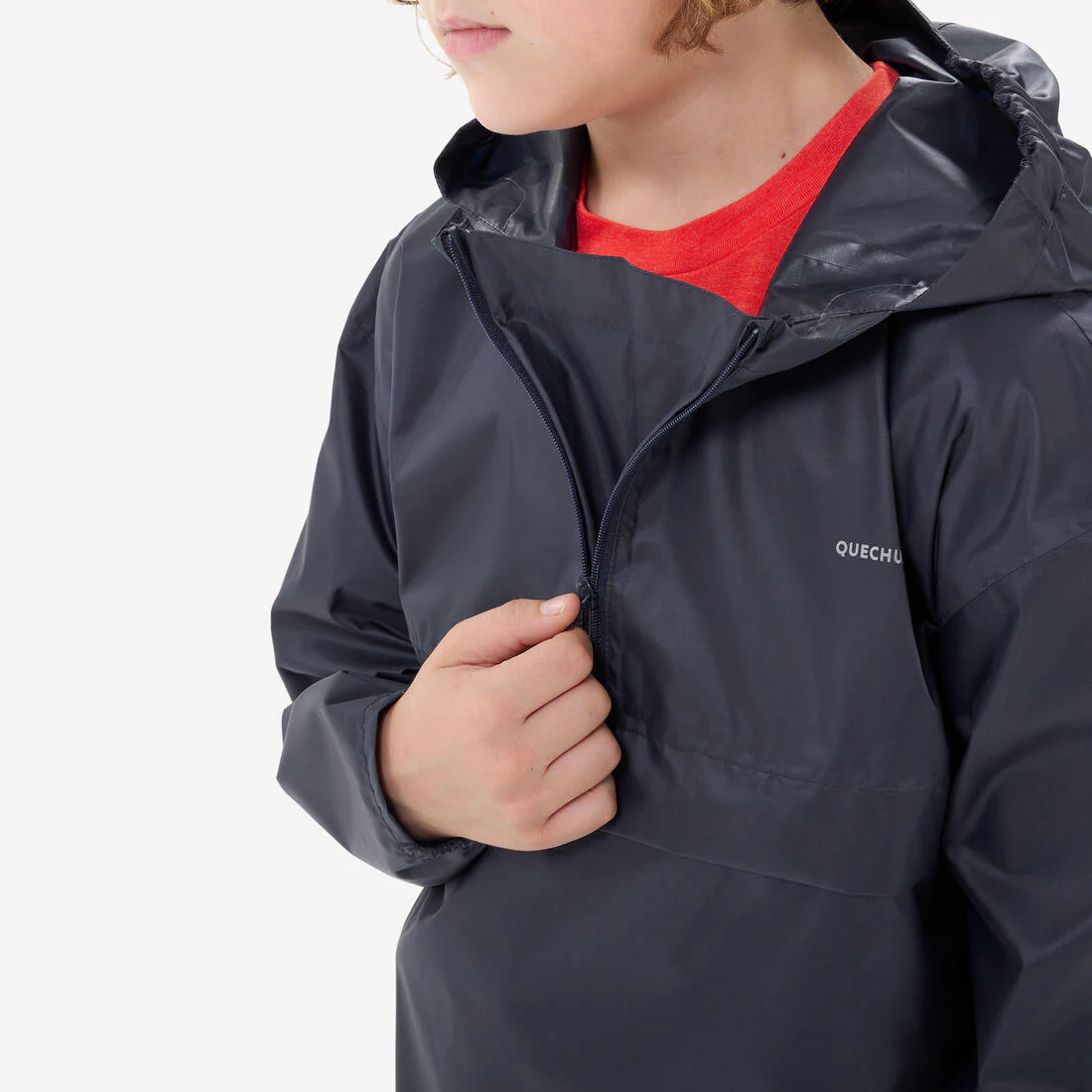 Kids’ waterproof hiking jacket, half-zip, 7-15 years, MH100 - Black - Image 7