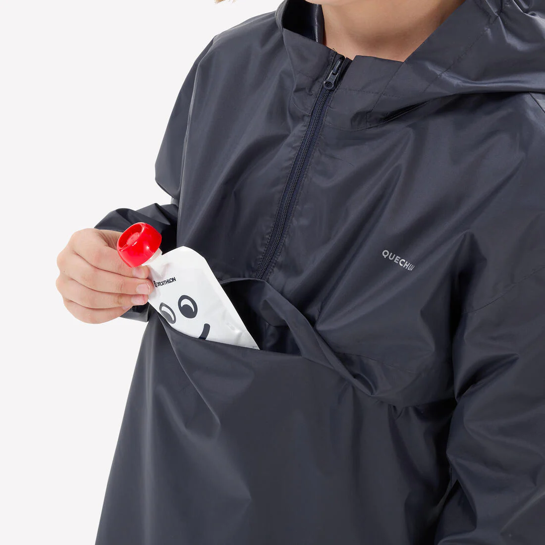Kids’ waterproof hiking jacket, half-zip, 7-15 years, MH100 - Black - Image 8