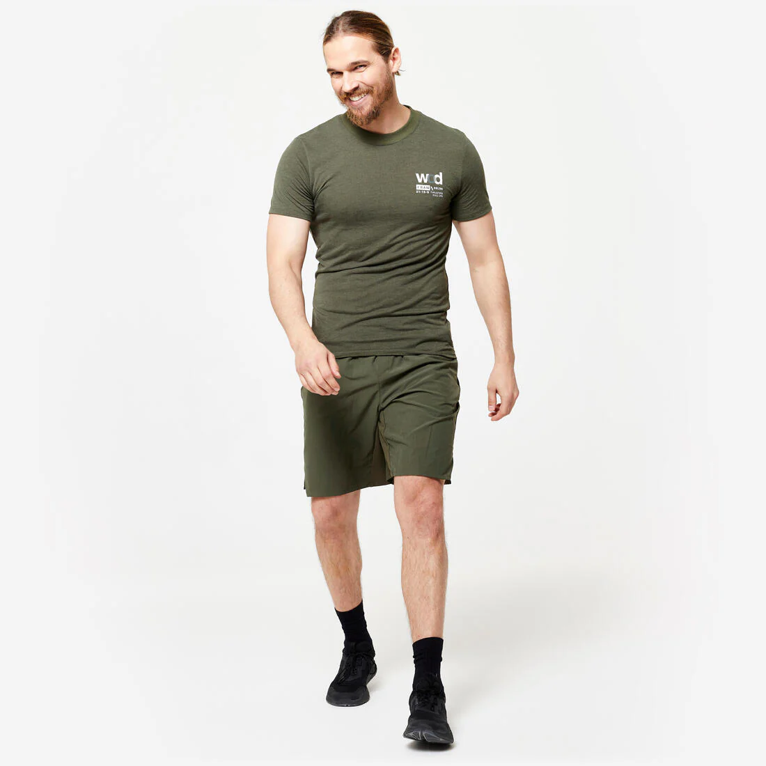Men's Breathable Performance Cross Training Shorts with Zipped Pockets - Khaki - Image 2