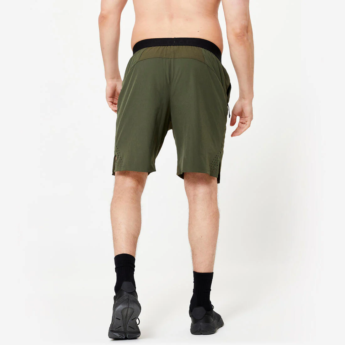 Men's Breathable Performance Cross Training Shorts with Zipped Pockets - Khaki - Image 4
