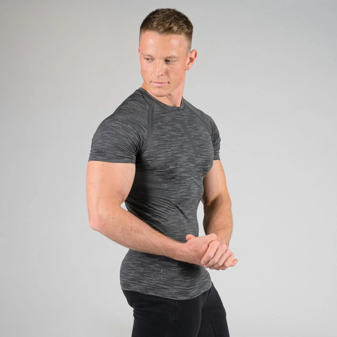 Men's Breathable Short-Sleeved Crew Neck Weight Training Compression T-Shirt - Image 25