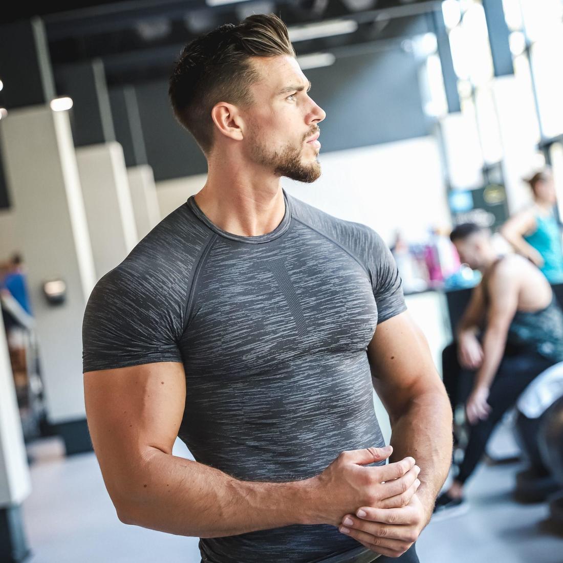 Men's Breathable Short-Sleeved Crew Neck Weight Training Compression T-Shirt - Image 32