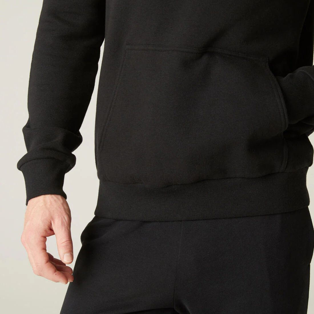 Men's Crew Fitness Hoodie 100 - Black - Image 6