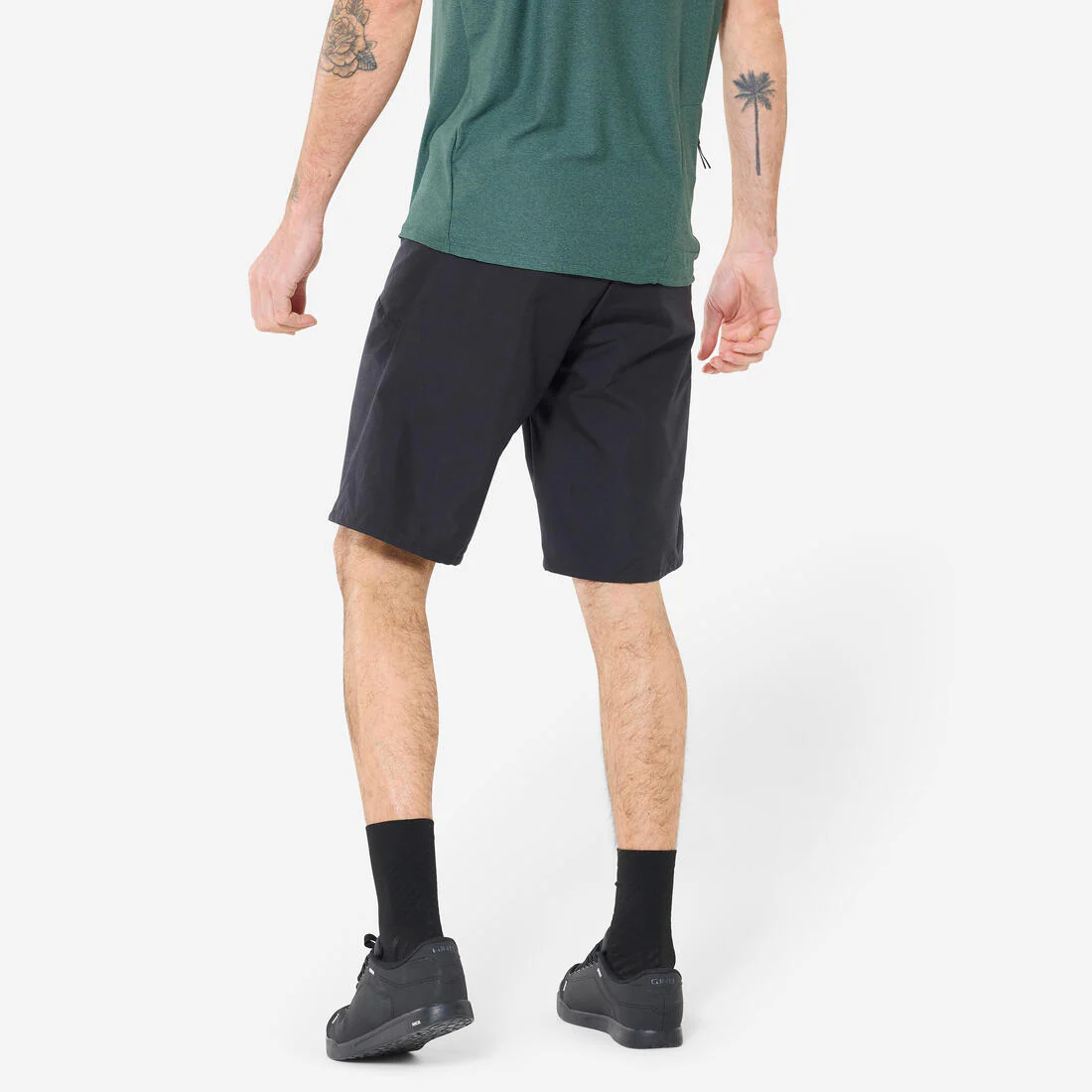 Men's 2-in-1 mountain bike shorts with pads, 100 black - Image 3