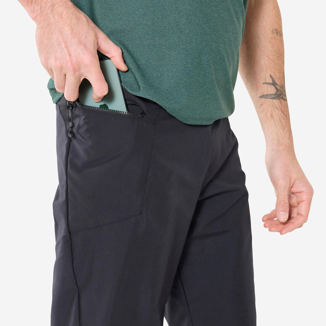 Men's 2-in-1 mountain bike shorts with pads, 100 black - Image 4