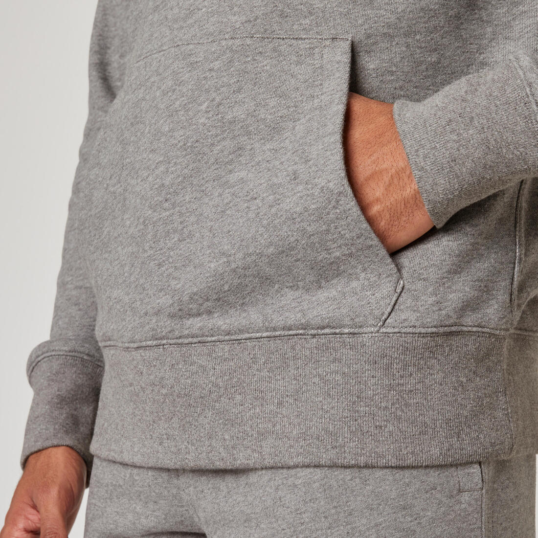 Men's Fitness Hoodie 500 Essentials - Grey - Image 5