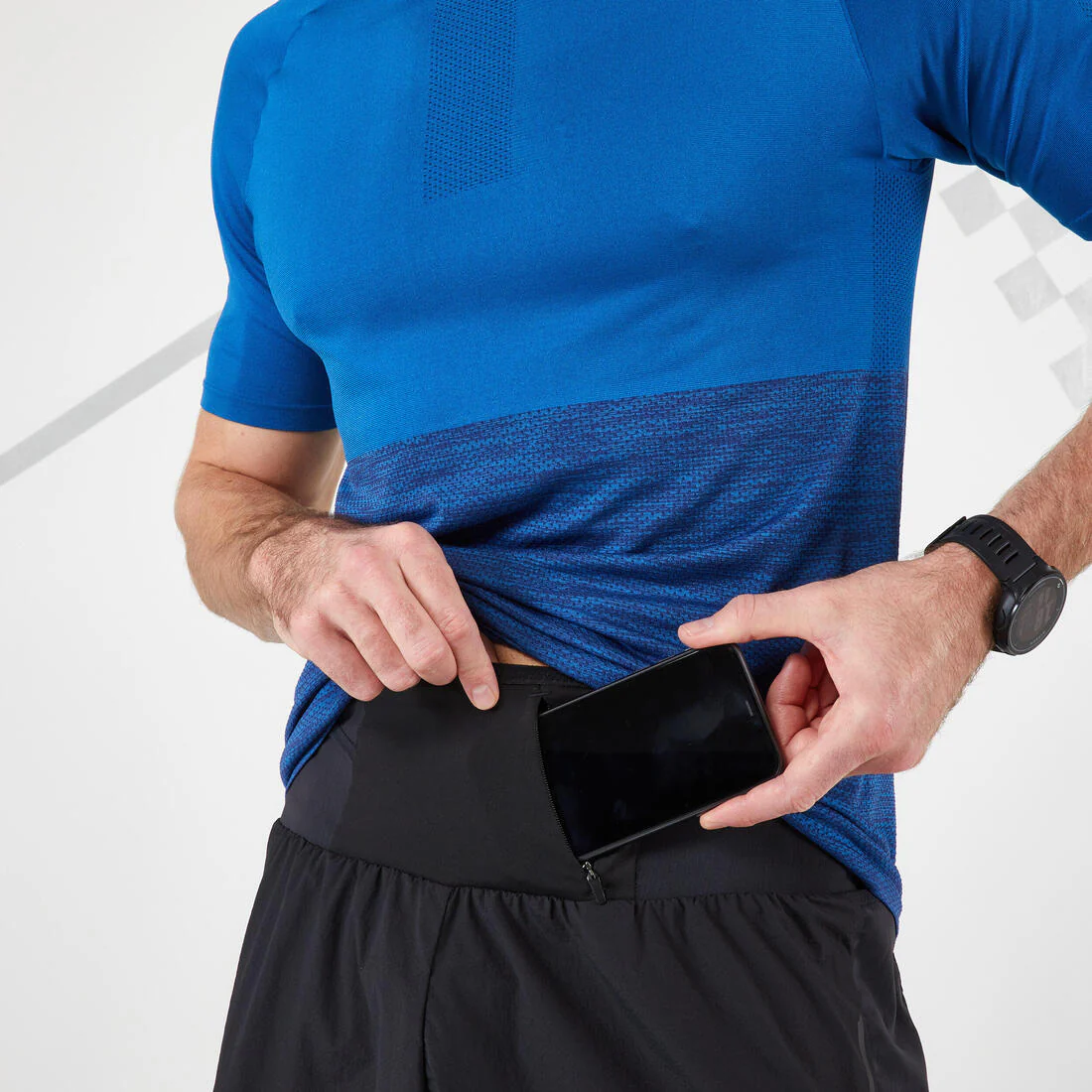 MEN'S MARATHON RUNNING SHORTS WITH CARRY POCKETS - BLACK - Image 3