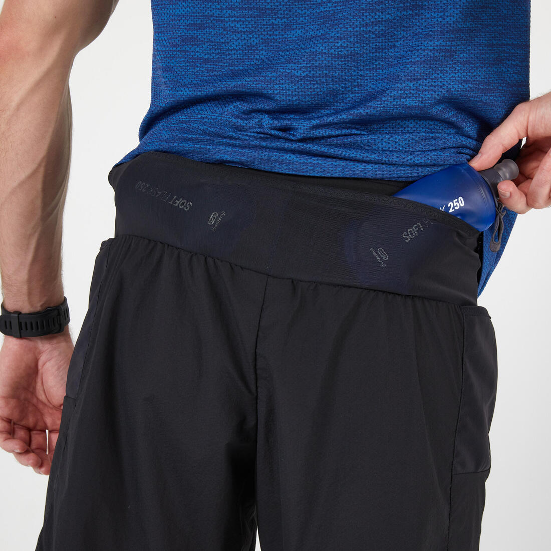 MEN'S MARATHON RUNNING SHORTS WITH CARRY POCKETS - BLACK - Image 7