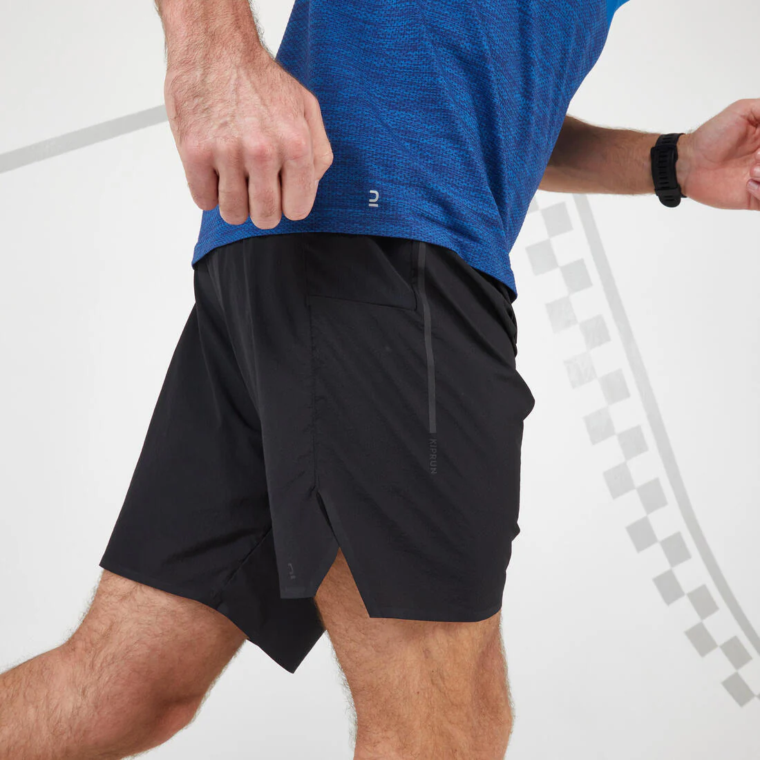 MEN'S MARATHON RUNNING SHORTS WITH CARRY POCKETS - BLACK - Image 8
