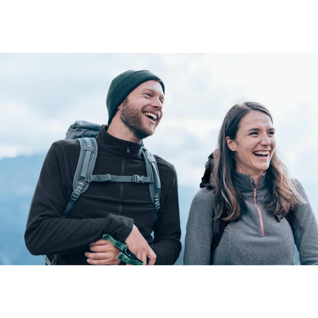 Men's Mountain Hiking Fleece MH100 Full Zip - Black - Image 2