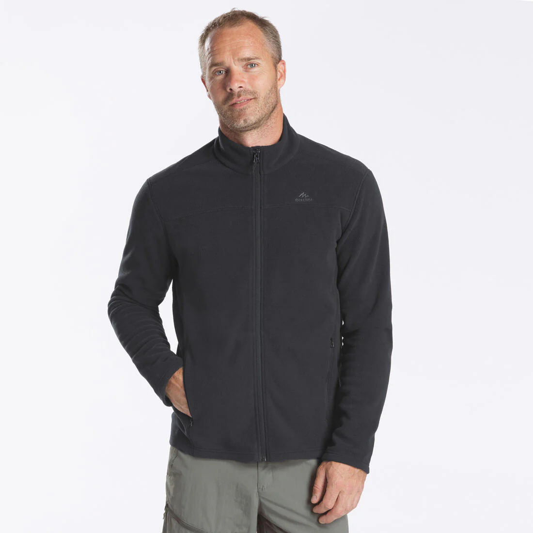 Men's Mountain Hiking Fleece MH100 Full Zip - Black - Image 4