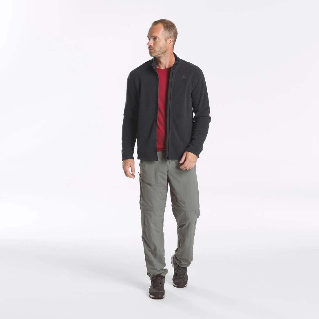 Men's Mountain Hiking Fleece MH100 Full Zip - Black - Image 6