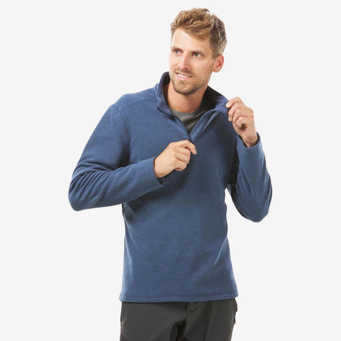 Men’s Mountain Hiking Fleece MH100 Half Zip - Blue