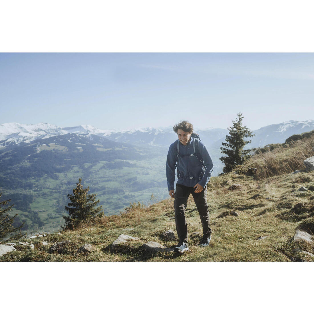 Men’s Mountain Hiking Fleece MH100 Half Zip - Blue - Image 13