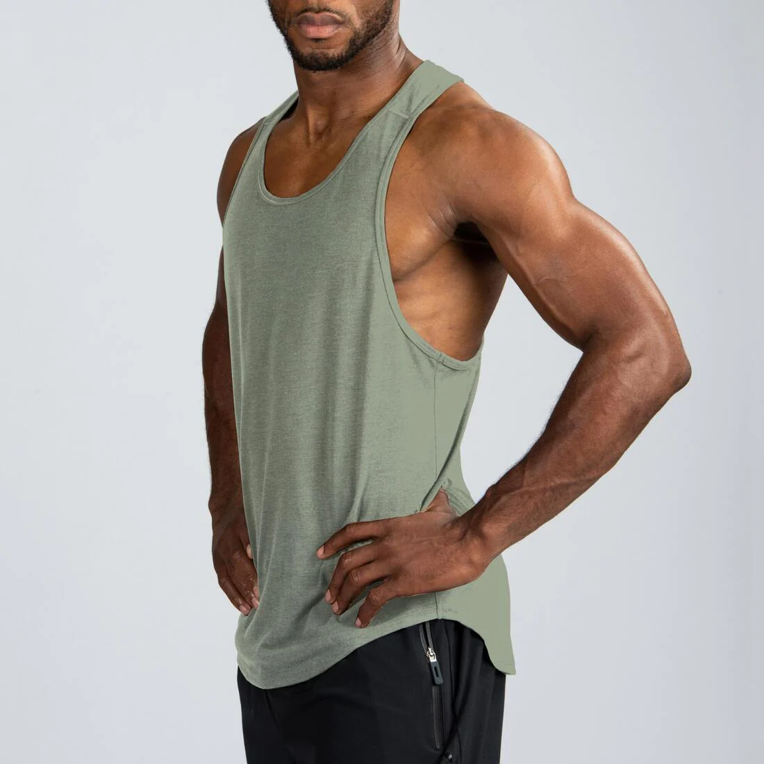 Men's Muscle Back Bodybuilding Stringer Tank Top - Smoky - Image 12