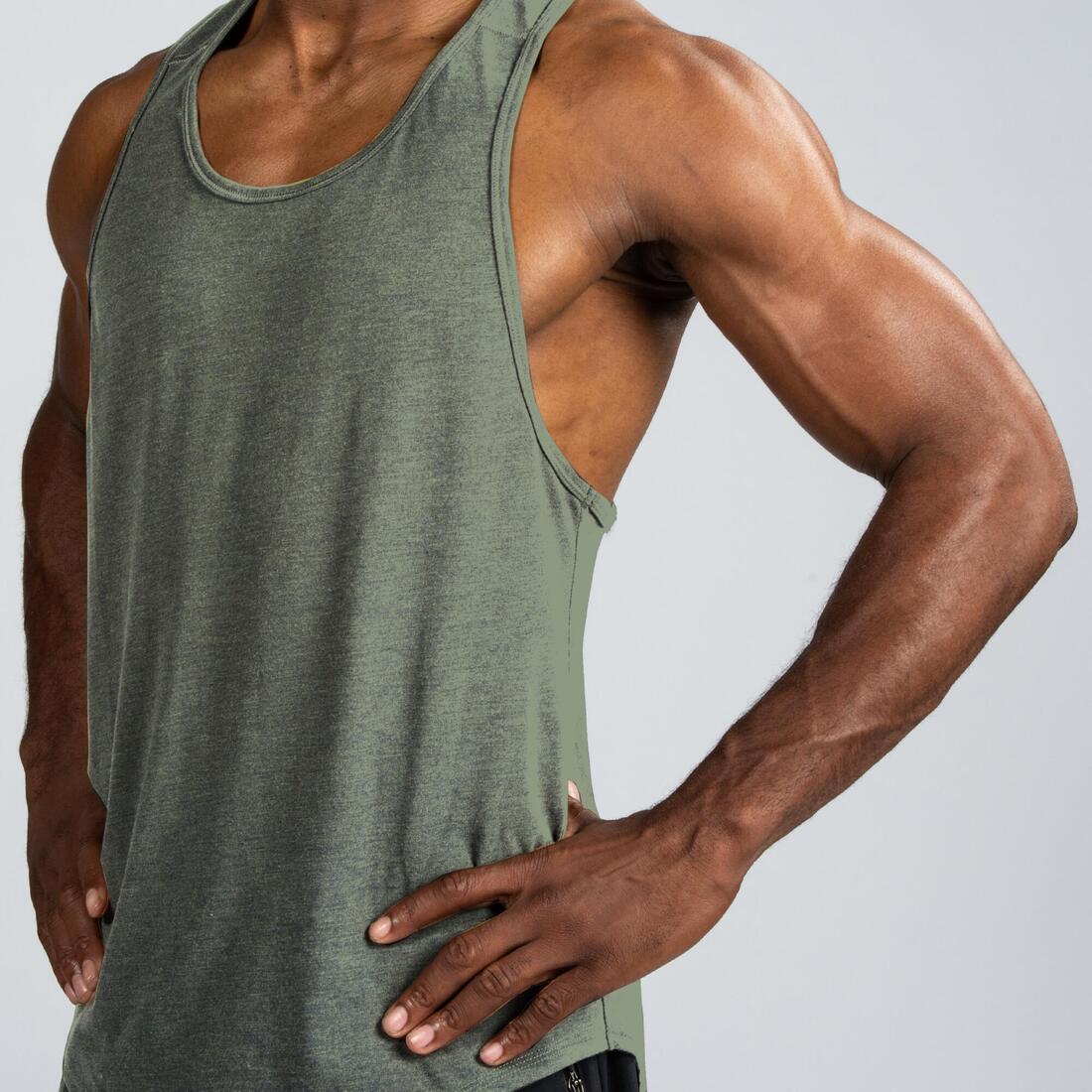 Men's Muscle Back Bodybuilding Stringer Tank Top - Smoky - Image 14