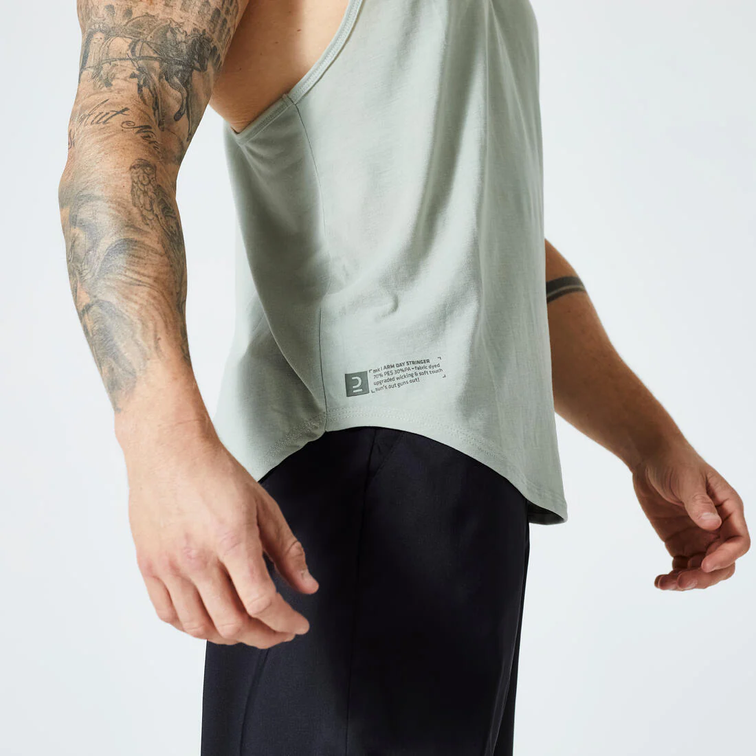 Men's Muscle Back Bodybuilding Stringer Tank Top - Smoky - Image 7