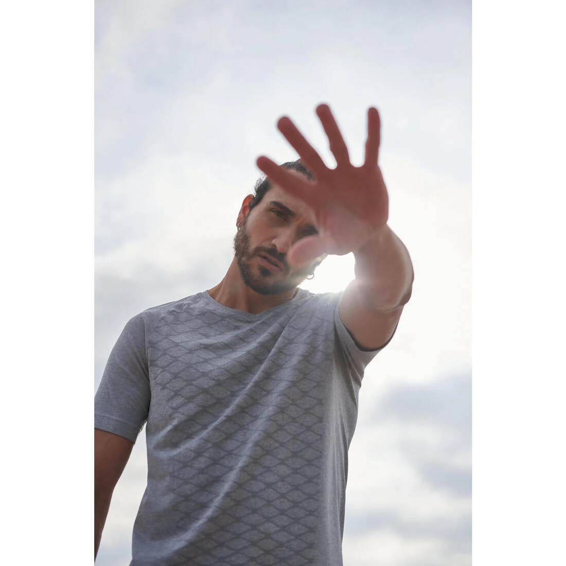 Men's Seamless Crew Neck Fitness Collection T-Shirt - Mottled Grey - Image 2